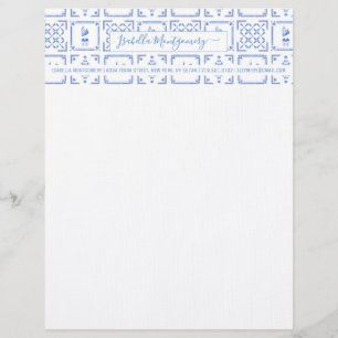 Delfts blauwe en witte tegels   Monogram Briefhoofd