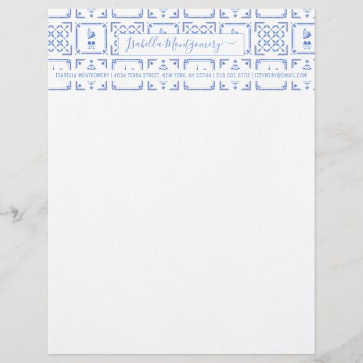 Delfts blauwe en witte tegels | Monogram Briefhoofd (Voorkant)