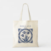 Delfts Blauwe Holland Tulp Tote Bag (Achterkant)