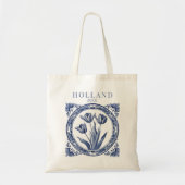 Delfts Blauwe Holland Tulp Tote Bag (Voorkant)