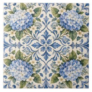 Delfts Blauwe Hortensia Bloem Keramische Tegel Tegeltje