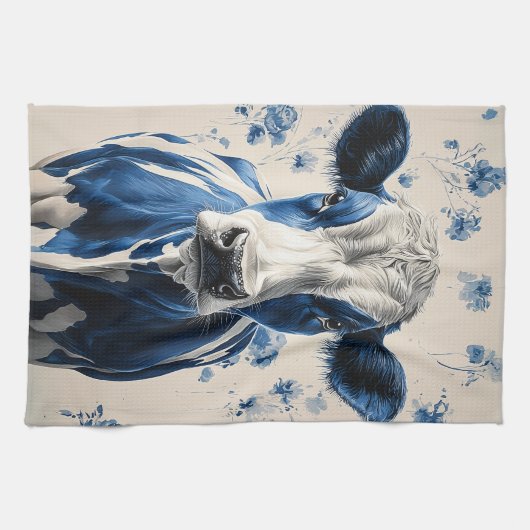 Delfts Blauwe Koe – een tijdloos eerbetoon Theedoek (Horizontaal)