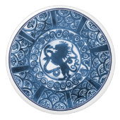 Delfts Blauwe Leeuw & Slang William De Morgan Keramische Knop (Voorkant)