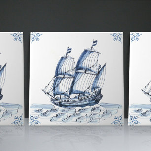 Delfts Blauwe Nederlandse Stijl Frigate Schoener Z Tegeltje