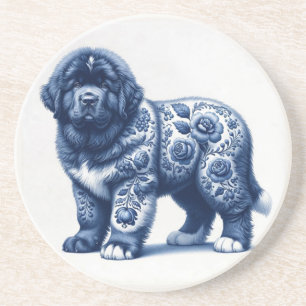 Delfts Blauwe Newfoundlander Puppy Zandsteen Onderzetter