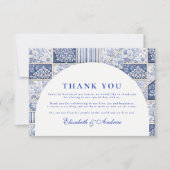 Delfts Blauwe Patchwork Toile Bruiloft Bedankkaart (Voorkant)