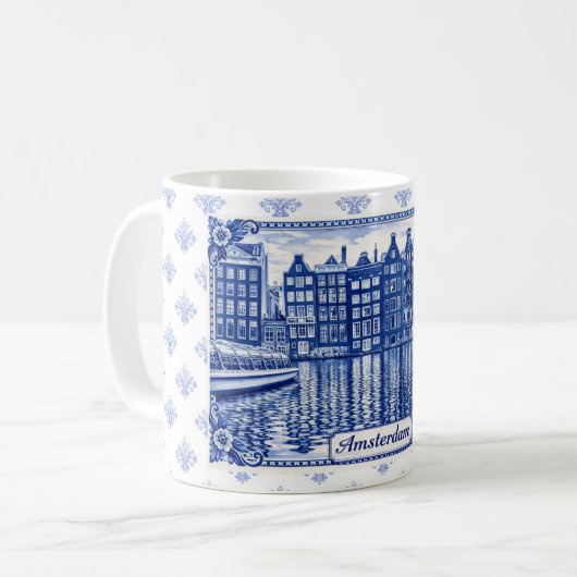 Delfts Blauwe stijl mok: Amsterdam Koffiemok (Voorkant links)