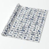 Delfts Blauwe Tegel Design Cadeaupapier (Uitgerold)