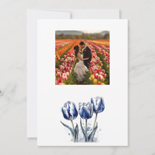 Delfts Blauwe Tulp, aangepaste foto Uitnodiging br (Achterkant)