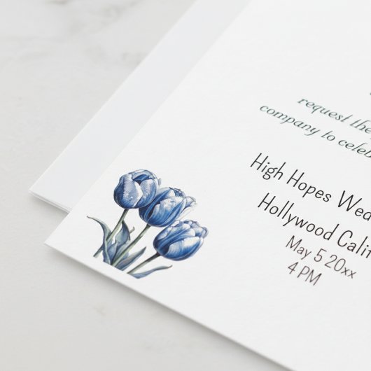 Delfts Blauwe Tulp, aangepaste foto Uitnodiging br