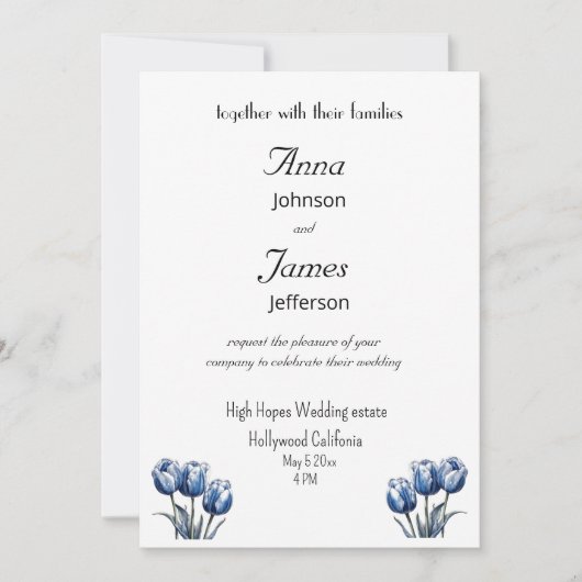Delfts Blauwe Tulp, aangepaste Uitnodiging van het (Voorkant)