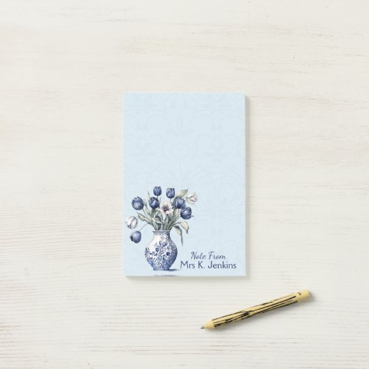  Delfts Blauwe Tulp Bloemenvaas Post-it® Notes (Op bureau)