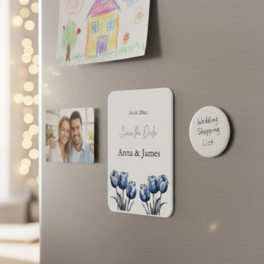 Delfts Blauwe Tulp, custom save the date Magneet