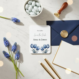 Delfts Blauwe Tulp, custom save the date Magneet