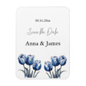 Delfts Blauwe Tulp, custom save the date Magneet (Verticaal)
