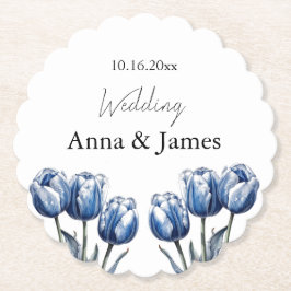 Delfts Blauwe Tulp, op maat Kartonnen Onderzetters