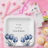 Delfts Blauwe Tulp, op maat Papieren Bordje (Feest)