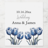 Delfts Blauwe Tulp, op maat Wijn Etiket (Enkel label)