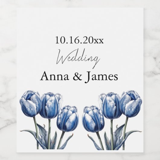 Delfts Blauwe Tulp, op maat Wijn Etiket (Enkel label)