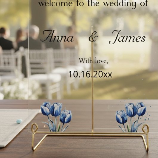 Delfts Blauwe Tulp Trouwprogramma Acryl Bord