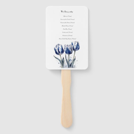 Delfts Blauwe Tulp Trouwprogramma Handwaaier (Achterkant)