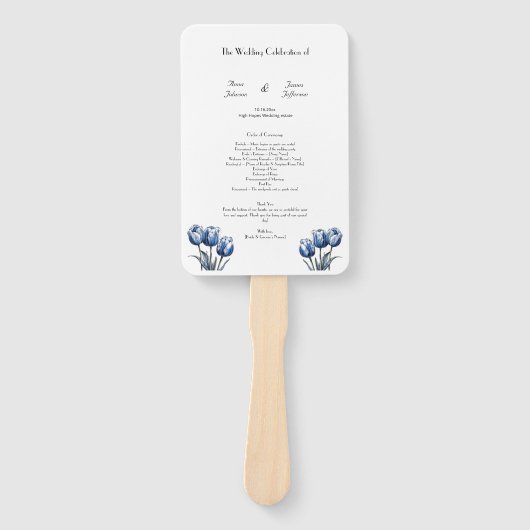 Delfts Blauwe Tulp Trouwprogramma Handwaaier (Voorkant)