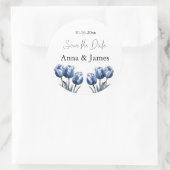 Delfts Blauwe Tulp Trouwprogramma Ronde Sticker (Tas)