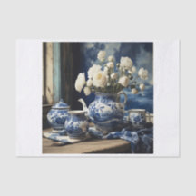 Delfts blauwe vaas decoupage tissue papier