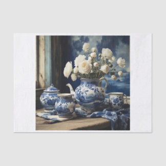 Delfts blauwe vaas decoupage tissue papier