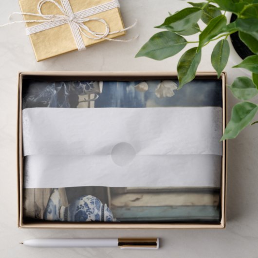 Delfts blauwe vaas decoupage tissue papier (Geschenk)