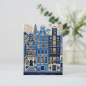 Delfts Blauwe Vergulde Stadsgezicht Briefkaart (Staand voorkant)