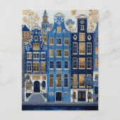 Delfts Blauwe Vergulde Stadsgezicht Briefkaart (Voorkant)