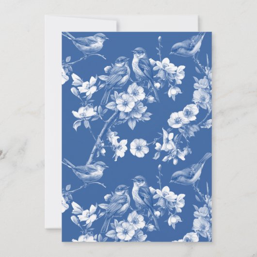 Delfts Blauwe Vogels Lente Save De Datum Aankondig Kaart (Achterkant)
