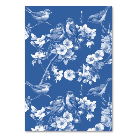 Delfts Blauwe Vogels Lente Trouwtafelkaart Kaart (Achterkant)
