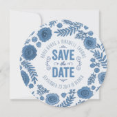 Delfts Blauwe Waterverf Bloemen Bewaar de Datum Save The Date (Voorkant)