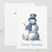 Delfts Blauwe Waterverf Kerstman Kerstkaart (Voorkant / Achterkant)