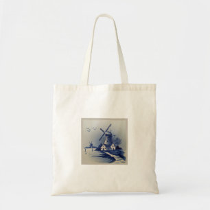 Delfts Blauwe Windmolen Vintage Tote Bag