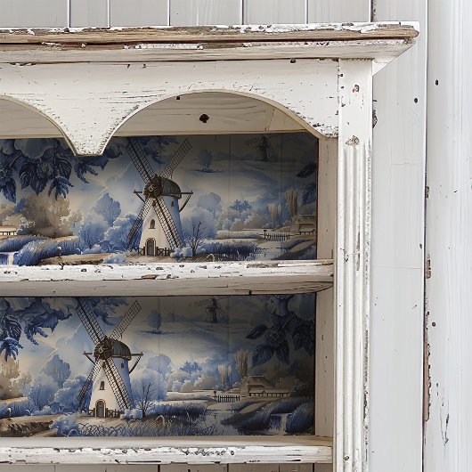 Delfts Blauwe Windmolens Wilde Rozen  Decoupage Tissuepapier