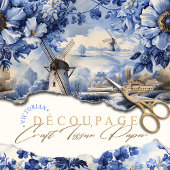 Delfts Blauwe Windmolens Wilde Rozen  Decoupage Tissuepapier