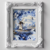 Delfts Blauwe Windmolens Wilde Rozen  Decoupage Tissuepapier