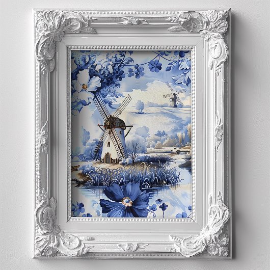 Delfts Blauwe Windmolens Wilde Rozen Decoupage Tissuepapier