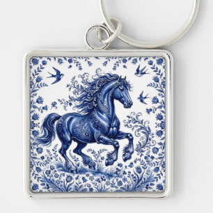 Delfts Delfts aardewerk stijl Fries paard in de we Sleutelhanger