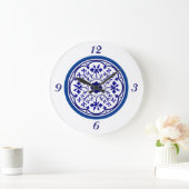Delfts geïnspireerde blauw witte wandklok (Huis)