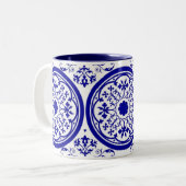 Delfts geïnspireerde vintage bloemkunst koffiemok tweekleurige koffiemok (Voorkant links)