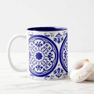 Delfts geïnspireerde vintage bloemkunst koffiemok tweekleurige koffiemok