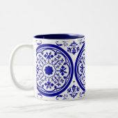 Delfts geïnspireerde vintage bloemkunst koffiemok tweekleurige koffiemok (Links)