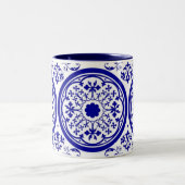 Delfts geïnspireerde vintage bloemkunst koffiemok tweekleurige koffiemok (Center)