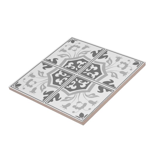 Delfts grijs decoratieve keramische Tegel Tegeltje (Zijkant)