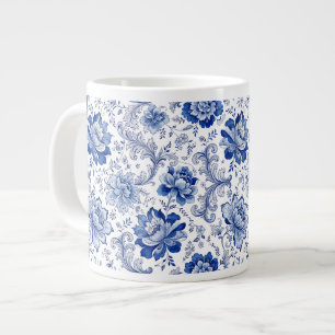 Delfts Stijl Blauw Witte Bloesems Fantasievol Fant Grote Koffiekop