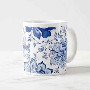 Delfts Stijl Blauw Witte Bloesems Fantasievol Fant Grote Koffiekop